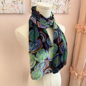 Vintage Abstract Swirl Scarf | Colorful Art Print Statement Scarf